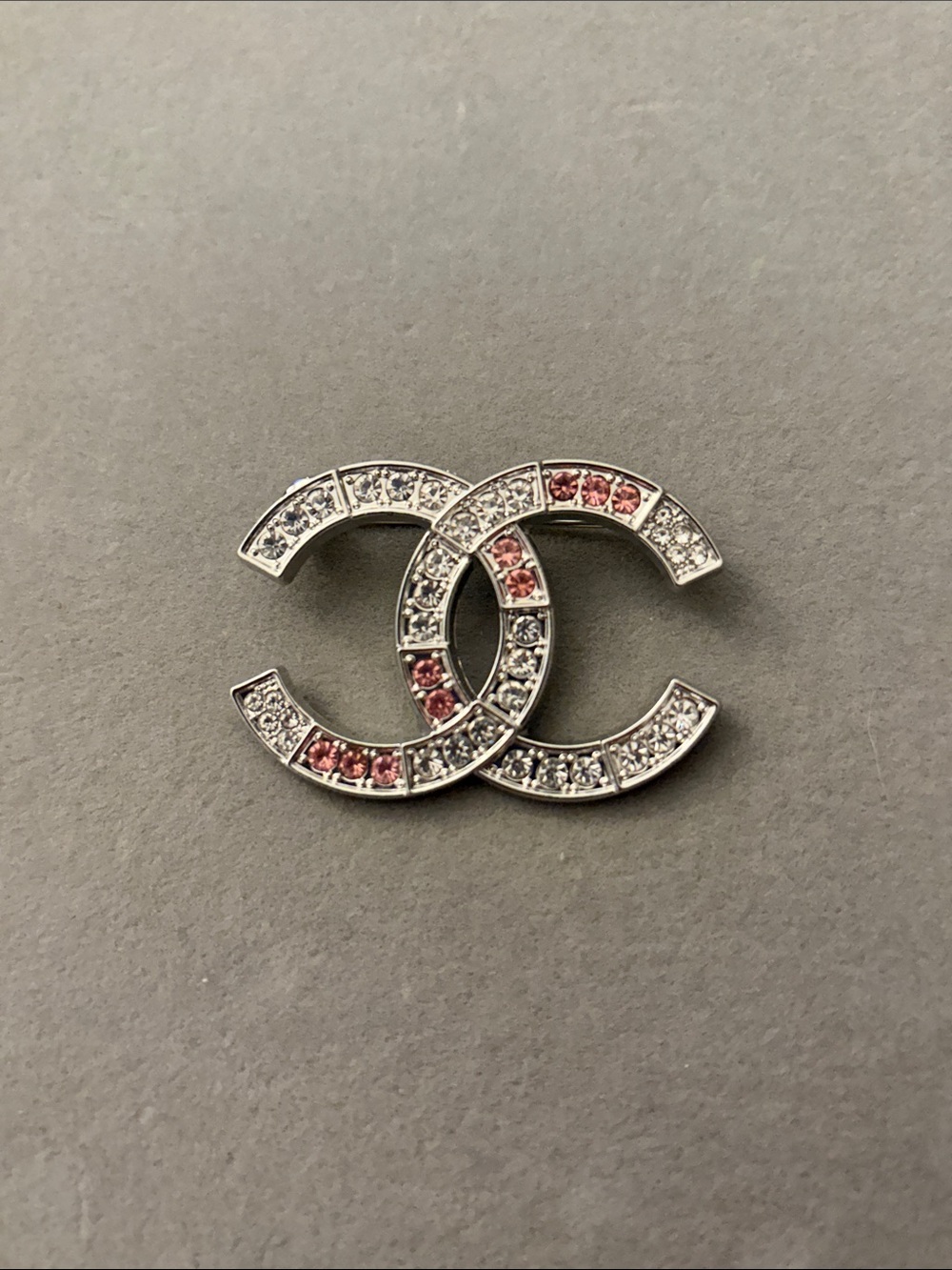 Crystal-Accented Logo Brooch